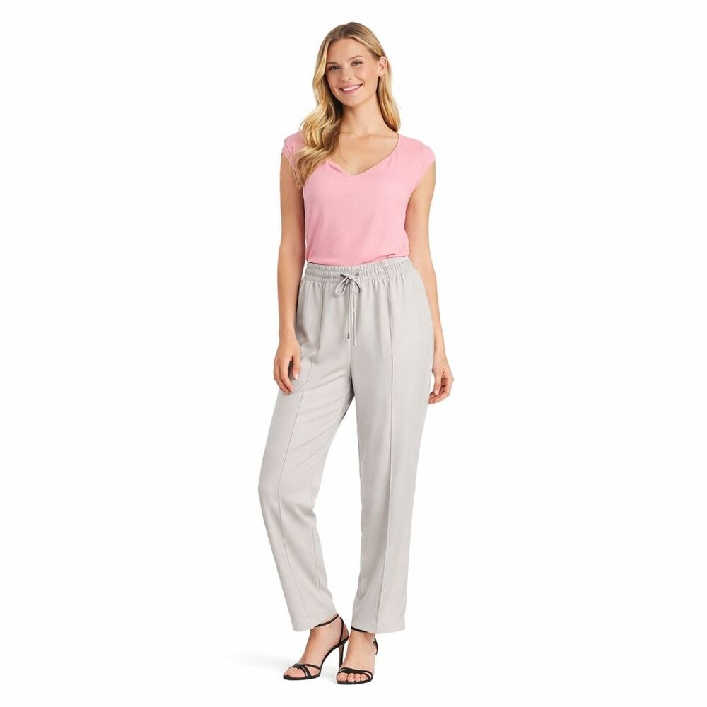 2/$30 ZARA Light Gray Size 28 Elastic Waist Drawstring Pants Polyester Relaxed F